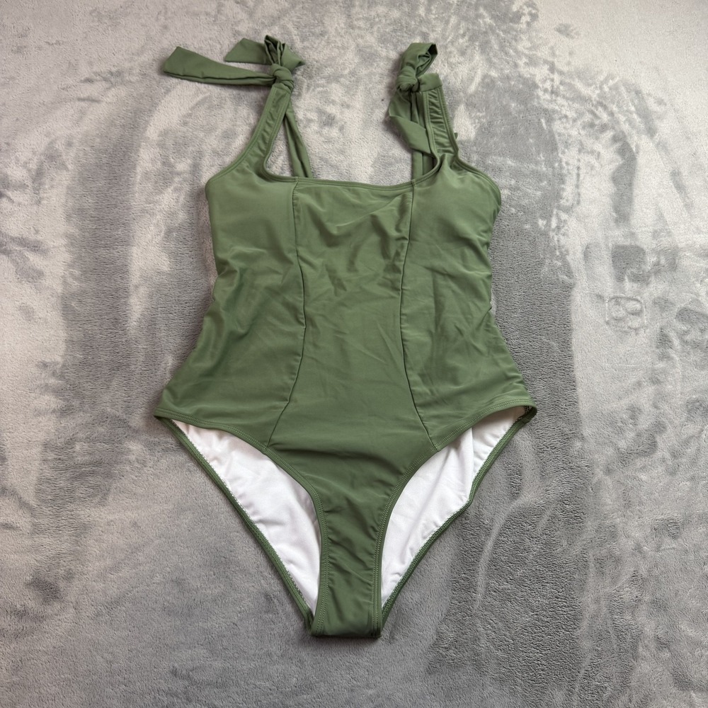 AIMAGE One Piece Swimsuit Womens Medium Green Tie Strap Bathing‎ Suit New